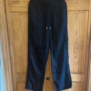 Quince Linen Wide Leg Pants Black Sz S